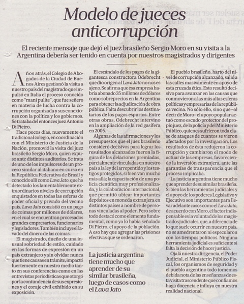 MODELO DE JUECES ANTICORRUPCIN EDITORIAL DEL DIARIO LA NACIN 11 de abril de 2017