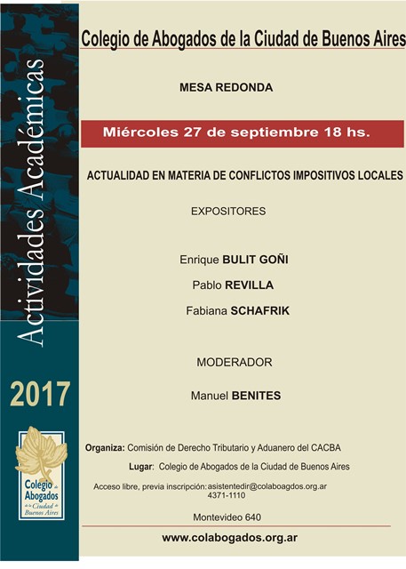 Mesa Redonda: ACTUALIDAD EN MATERIA DE CONFLICTOS IMPOSITIVOS LOCALES